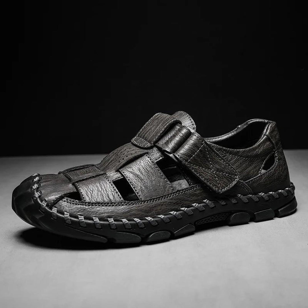 William | Men's Leather Fisherman Sandals Closed-Toe Hook Loop