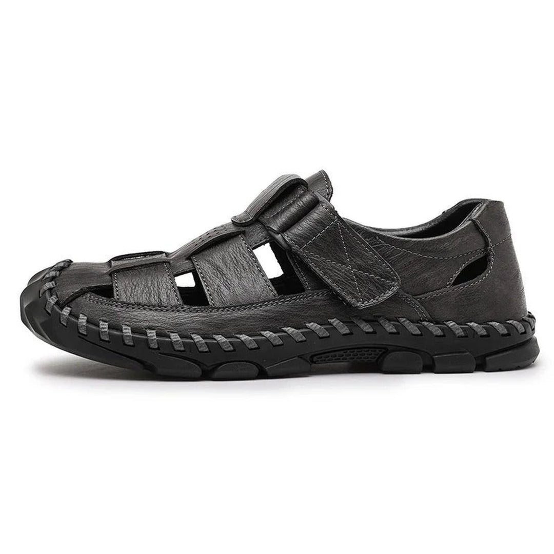William | Men's Leather Fisherman Sandals Closed-Toe Hook Loop