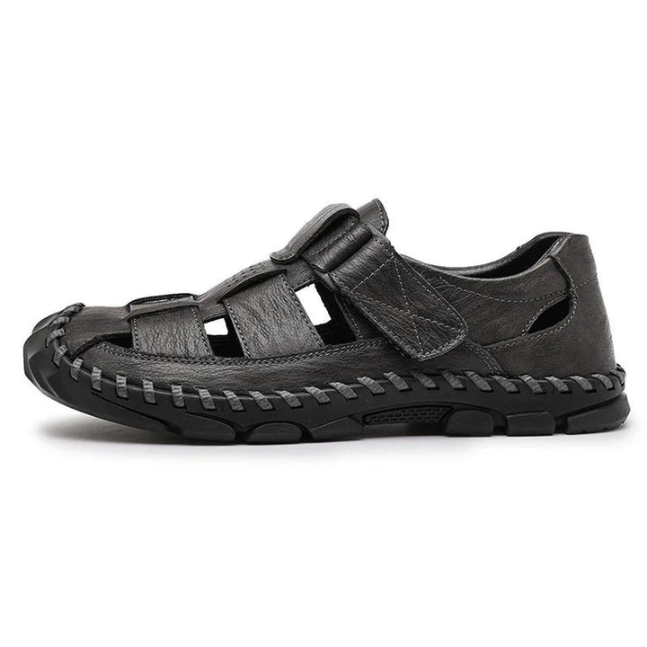 William | Men's Leather Fisherman Sandals Closed-Toe Hook Loop