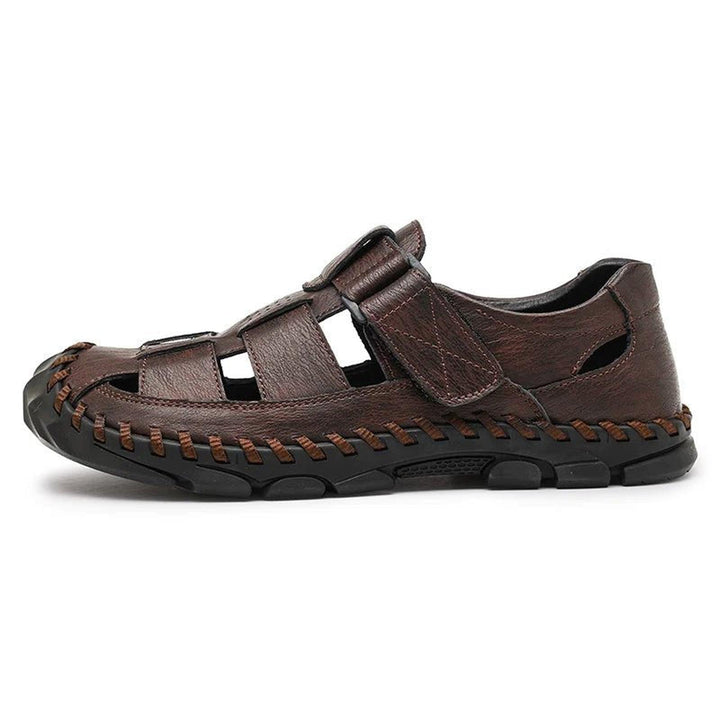 William | Men's Leather Fisherman Sandals Closed-Toe Hook Loop