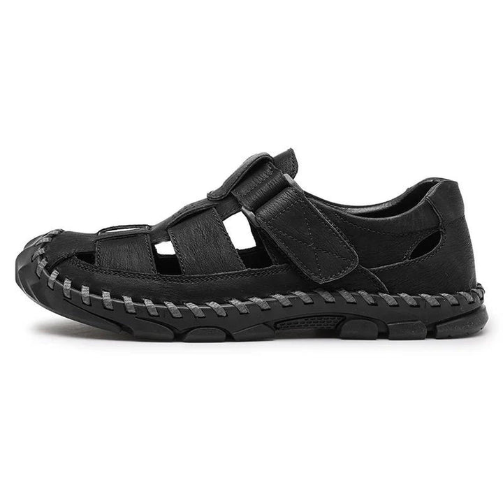 William | Men's Leather Fisherman Sandals Closed-Toe Hook Loop