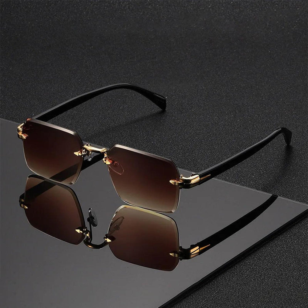 William | Sunglasses Rimless Gradient Gold Bridge Black Temple