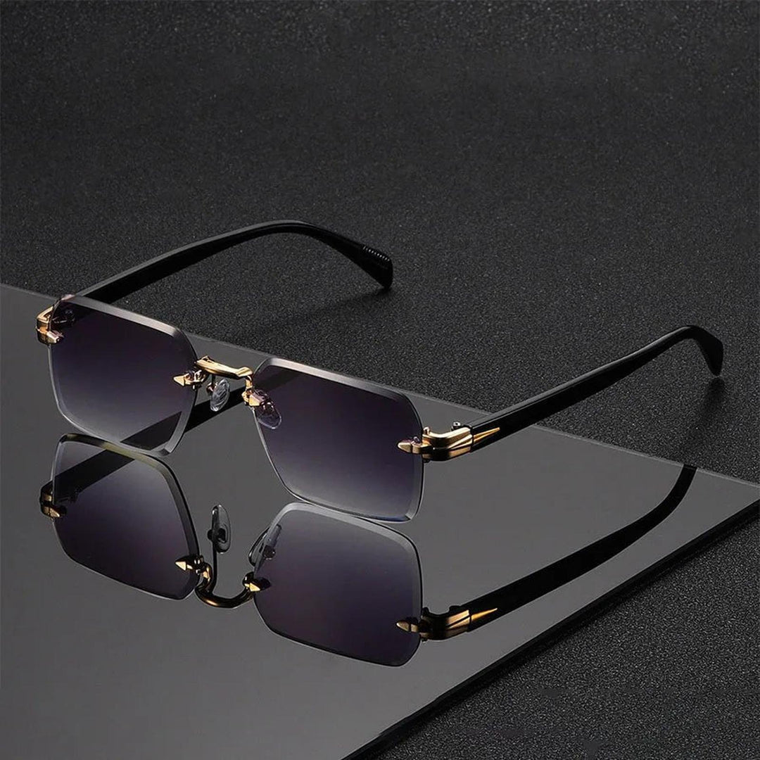 William | Sunglasses Rimless Gradient Gold Bridge Black Temple