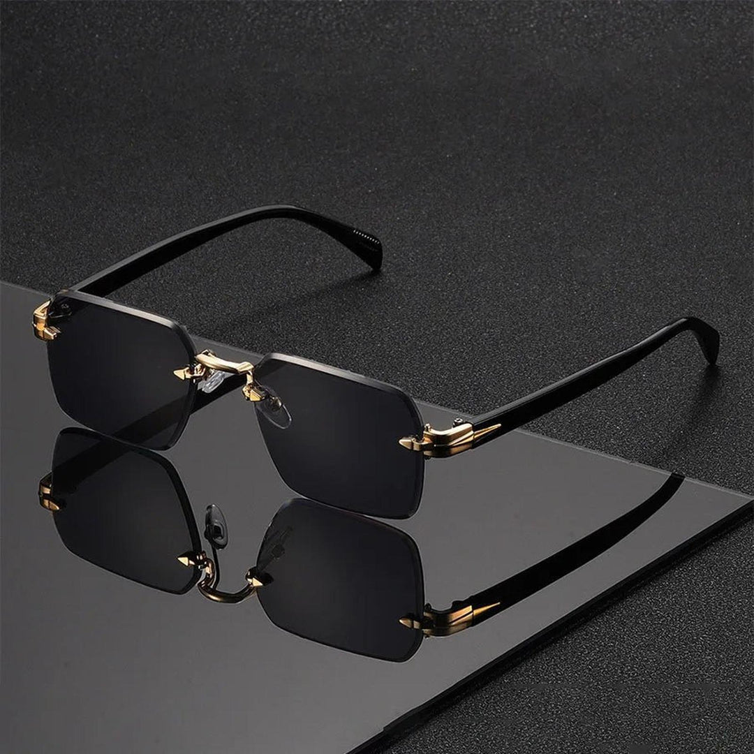 William | Sunglasses Rimless Gradient Gold Bridge Black Temple
