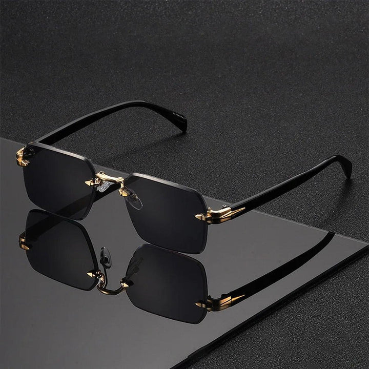 William | Sunglasses Rimless Gradient Gold Bridge Black Temple
