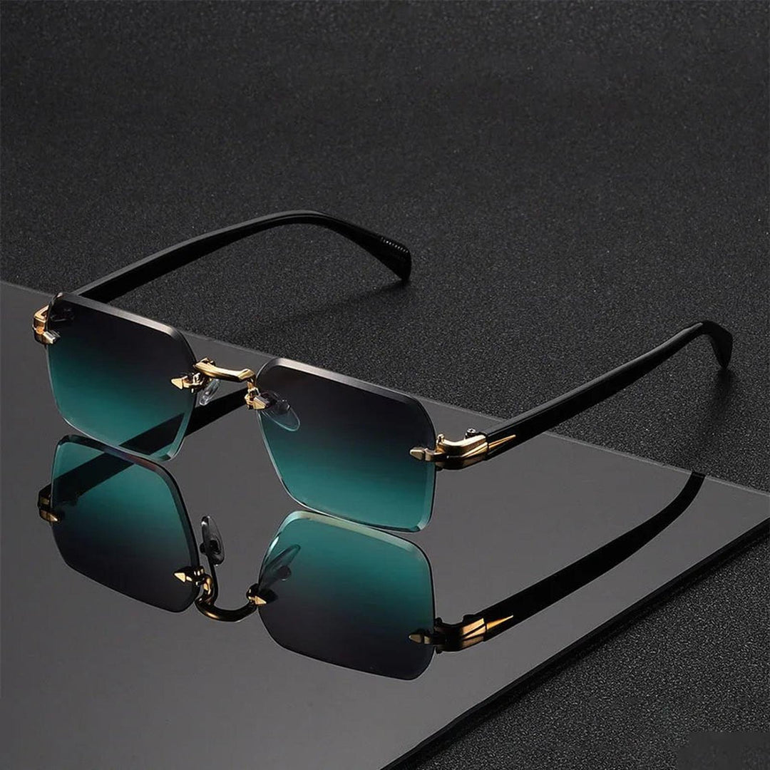 William | Sunglasses Rimless Gradient Gold Bridge Black Temple