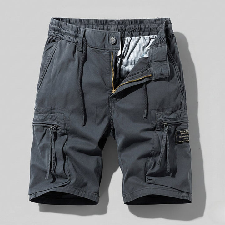 Men's Regular-Fit Elastic-Waist Zip-Pocket Cargo Shorts - Gray