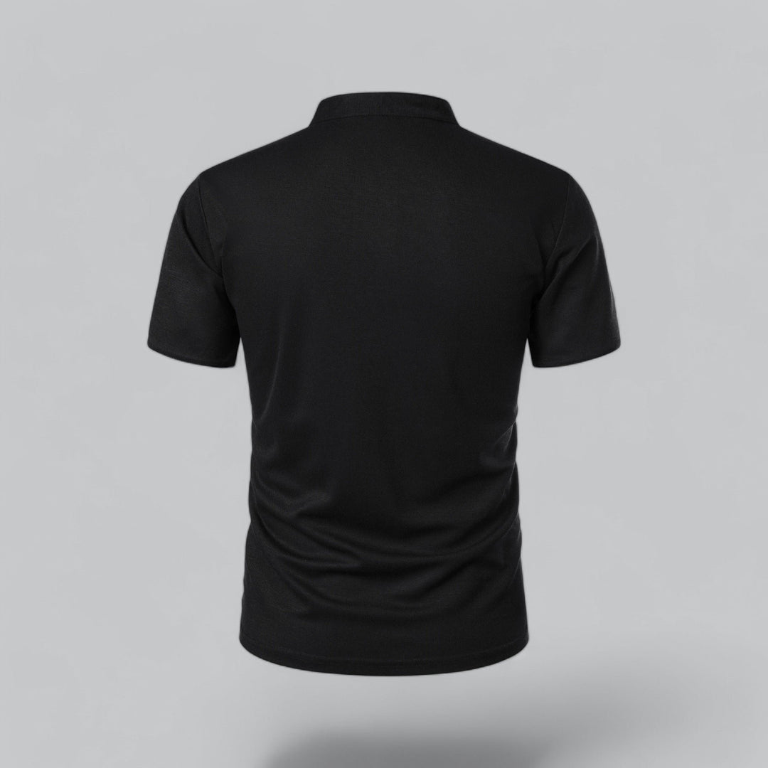 Men's Regular-Fit Short-Sleeve Mandarin Collar Cotton Polo Shirt