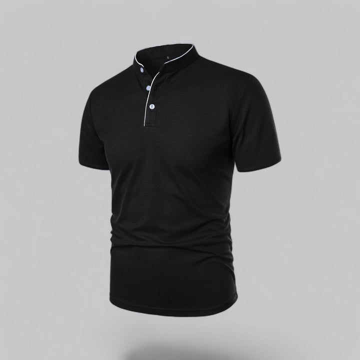 Men's Regular-Fit Short-Sleeve Mandarin Collar Cotton Polo Shirt