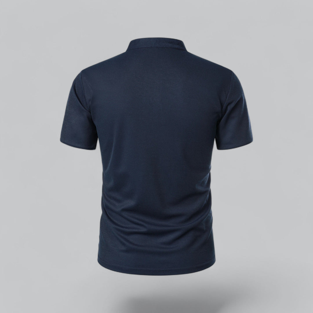 Men's Regular-Fit Short-Sleeve Mandarin Collar Cotton Polo Shirt