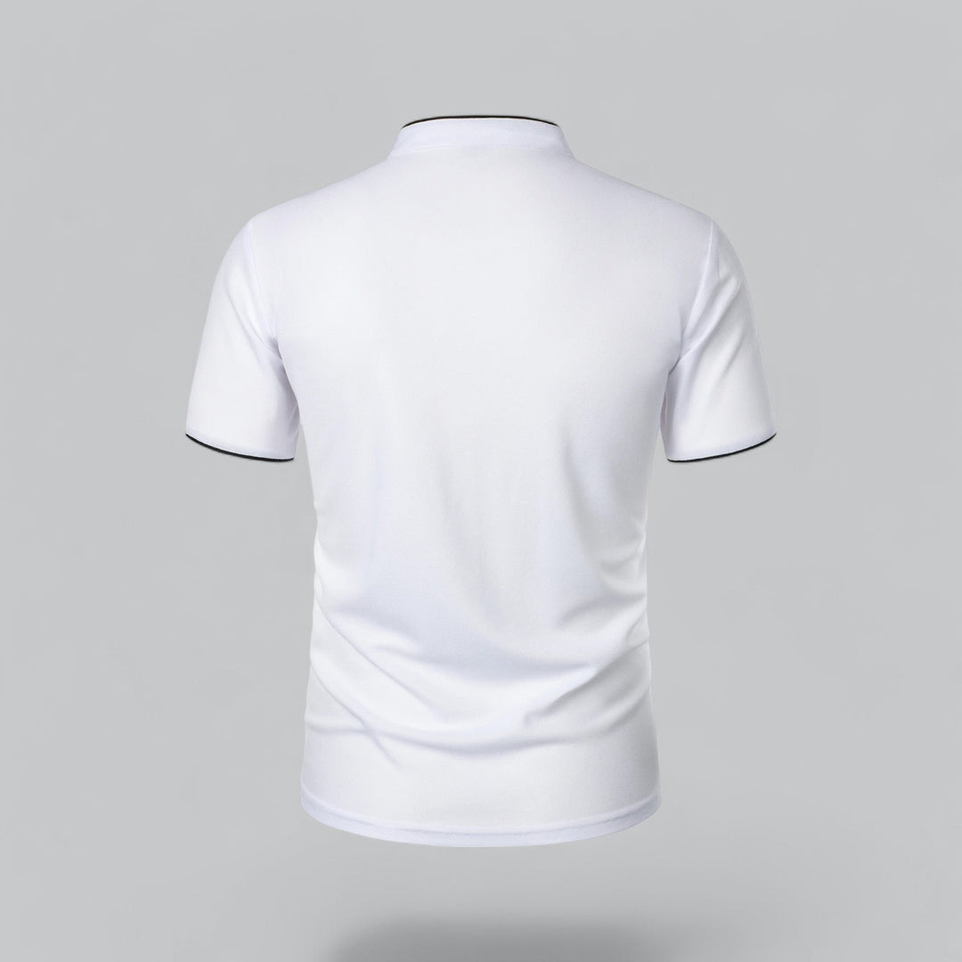 Men's Regular-Fit Short-Sleeve Mandarin Collar Cotton Polo Shirt