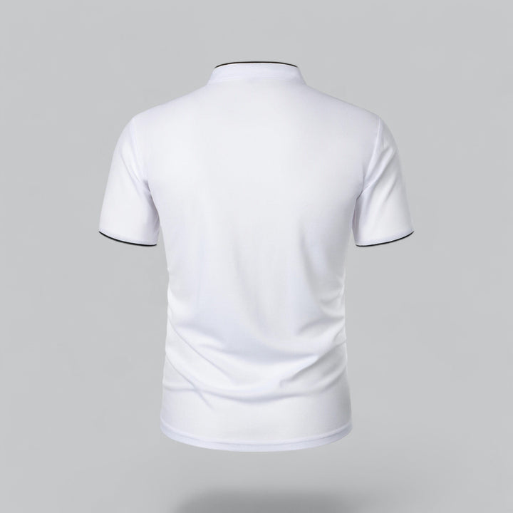 Men's Regular-Fit Short-Sleeve Mandarin Collar Cotton Polo Shirt