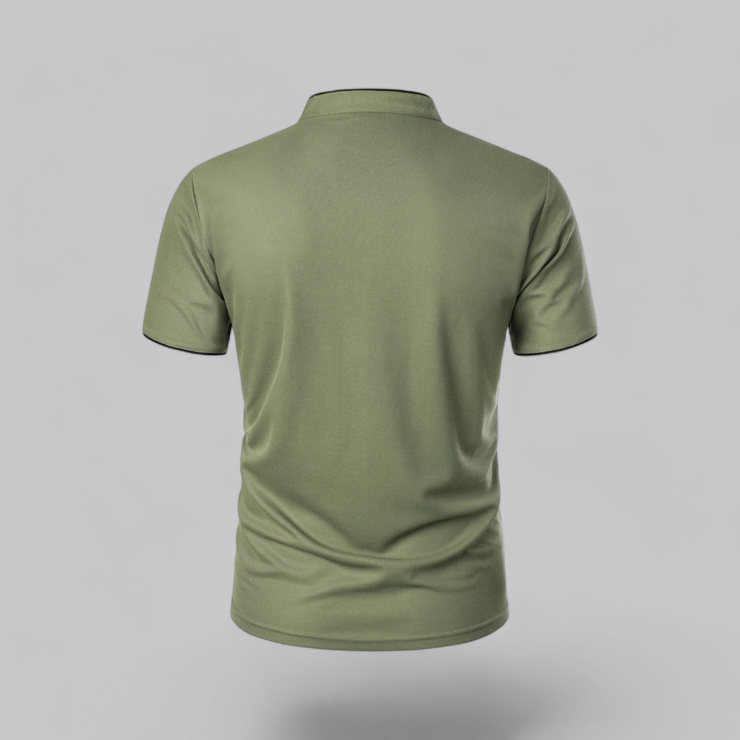 Men's Regular-Fit Short-Sleeve Mandarin Collar Cotton Polo Shirt