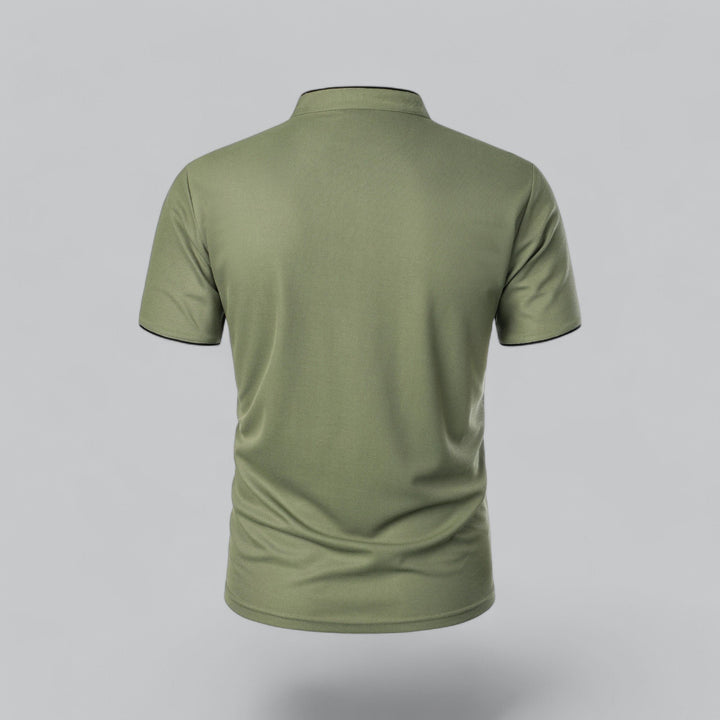 Men's Regular-Fit Short-Sleeve Mandarin Collar Cotton Polo Shirt