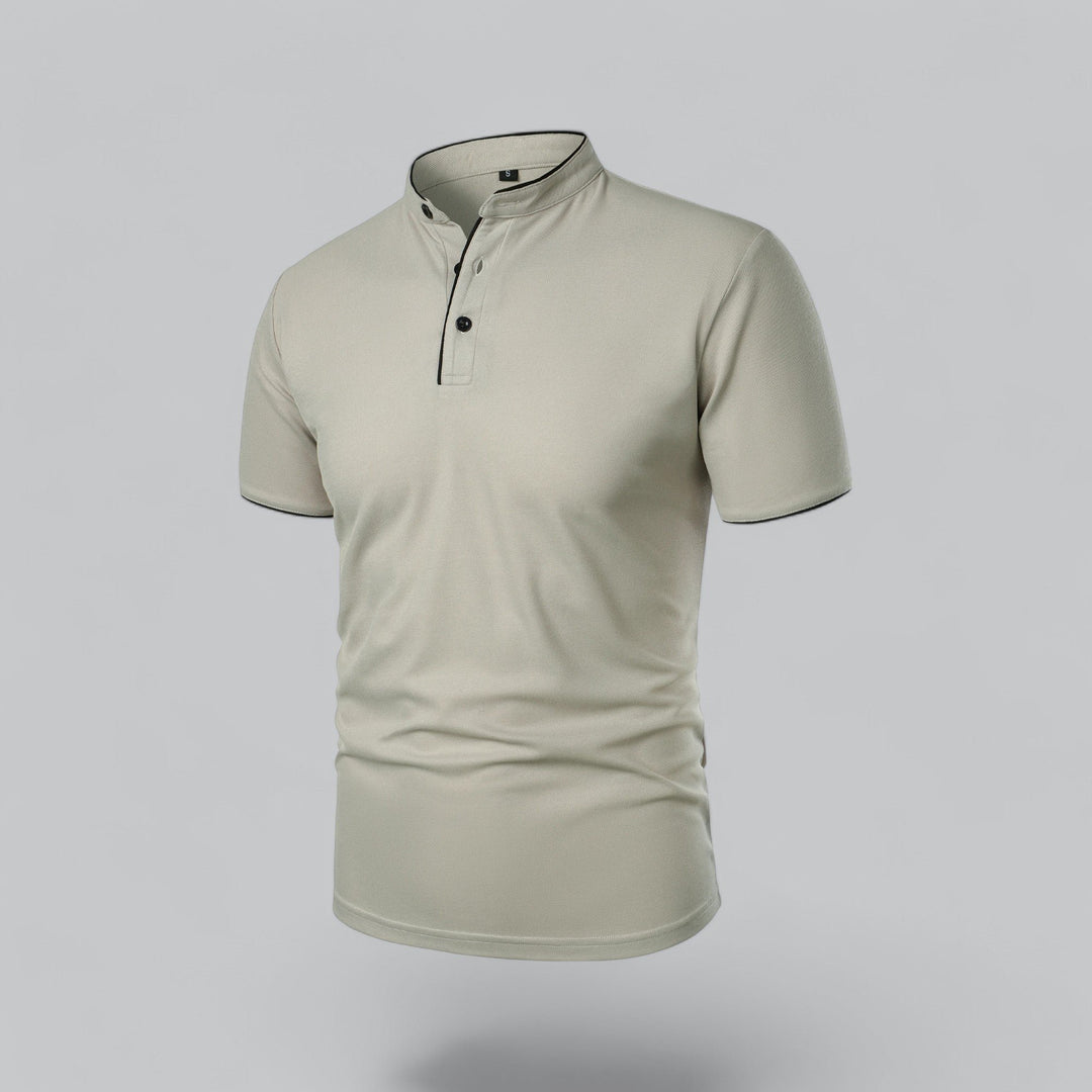 Men's Regular-Fit Short-Sleeve Mandarin Collar Cotton Polo Shirt