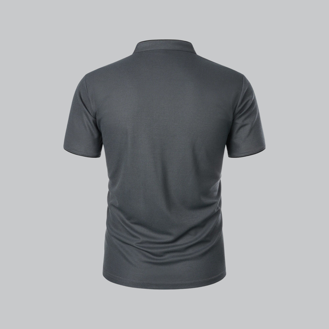 Men's Regular-Fit Short-Sleeve Mandarin Collar Cotton Polo Shirt