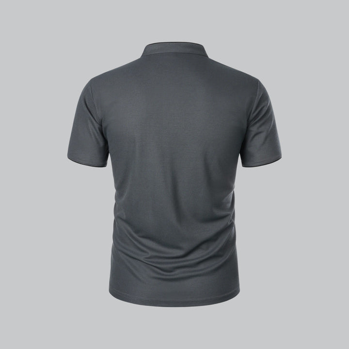 Men's Regular-Fit Short-Sleeve Mandarin Collar Cotton Polo Shirt