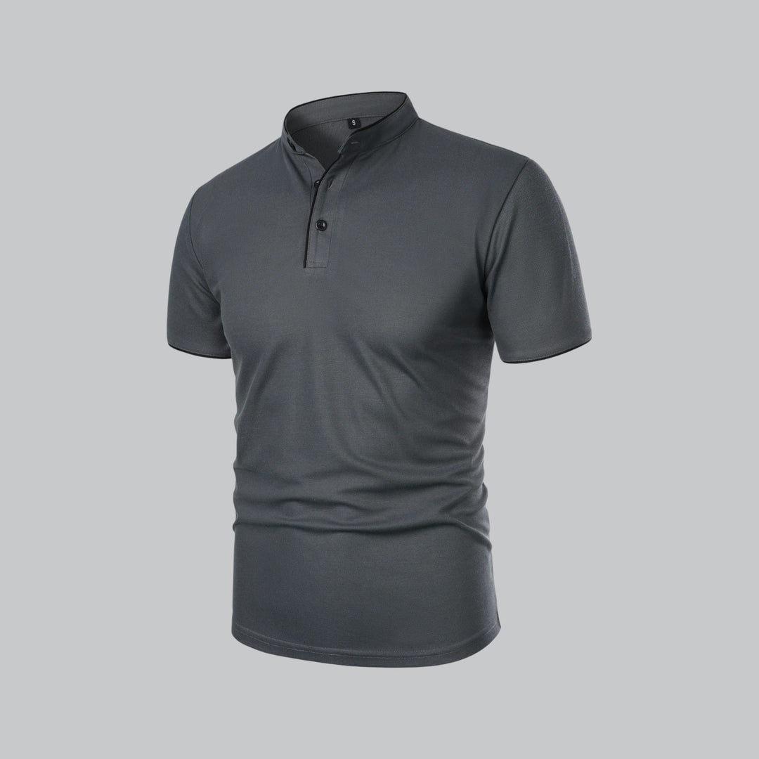 Men's Regular-Fit Short-Sleeve Mandarin Collar Cotton Polo Shirt