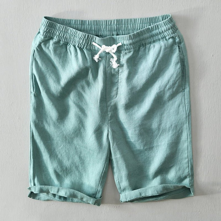 Men's Relaxed-Fit Drawstring Elastic-Waist Linen Shorts - Green