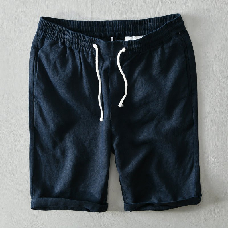 Men's Relaxed-Fit Drawstring Elastic-Waist Linen Shorts - Blue