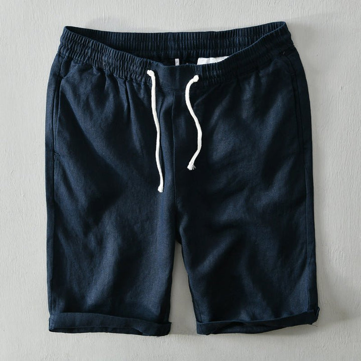 Men's Relaxed-Fit Drawstring Elastic-Waist Linen Shorts - Blue
