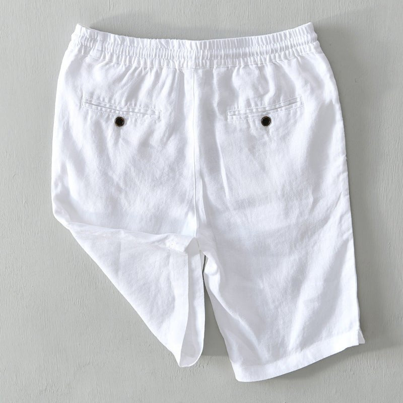 Men's Relaxed-Fit Drawstring Elastic-Waist Linen Shorts