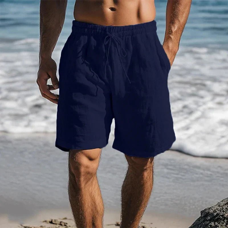 Men's Relaxed-Fit Linen Drawstring Beach Shorts