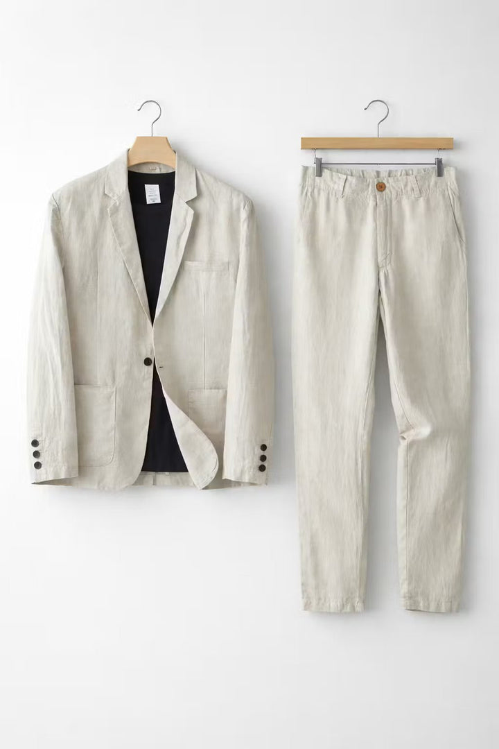 Men's Relaxed-Fit Two-Piece Linen Blazer Suit Set
