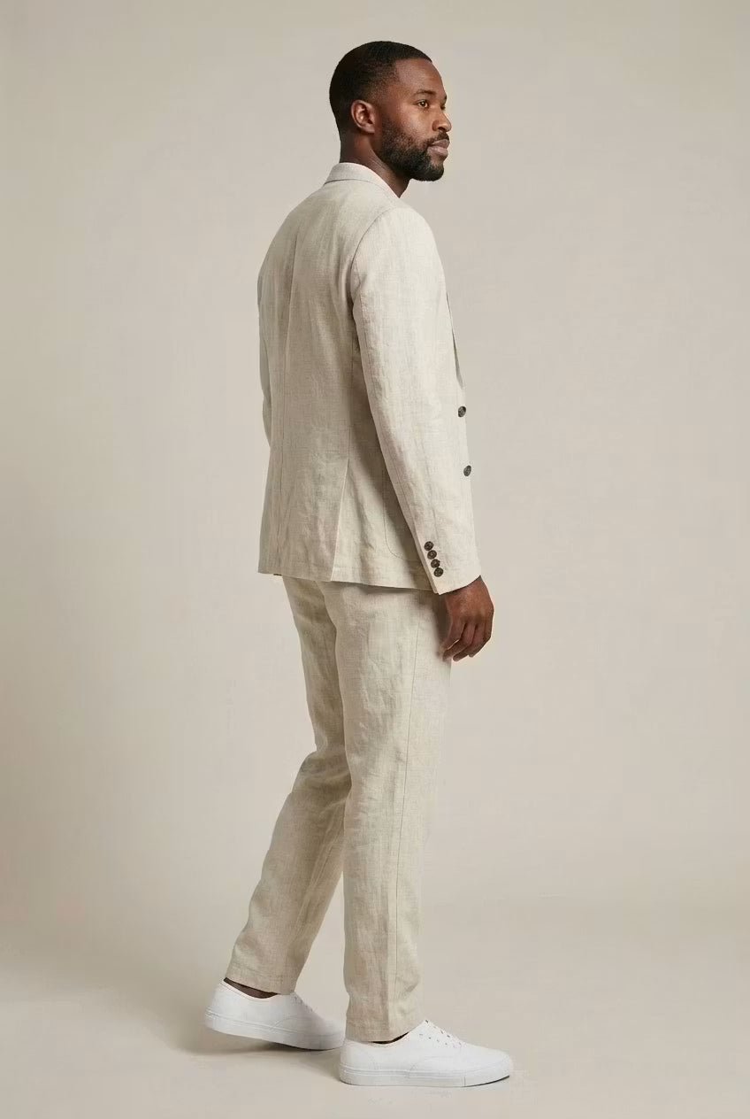 Men's Relaxed-Fit Two-Piece Linen Blazer Suit Set
