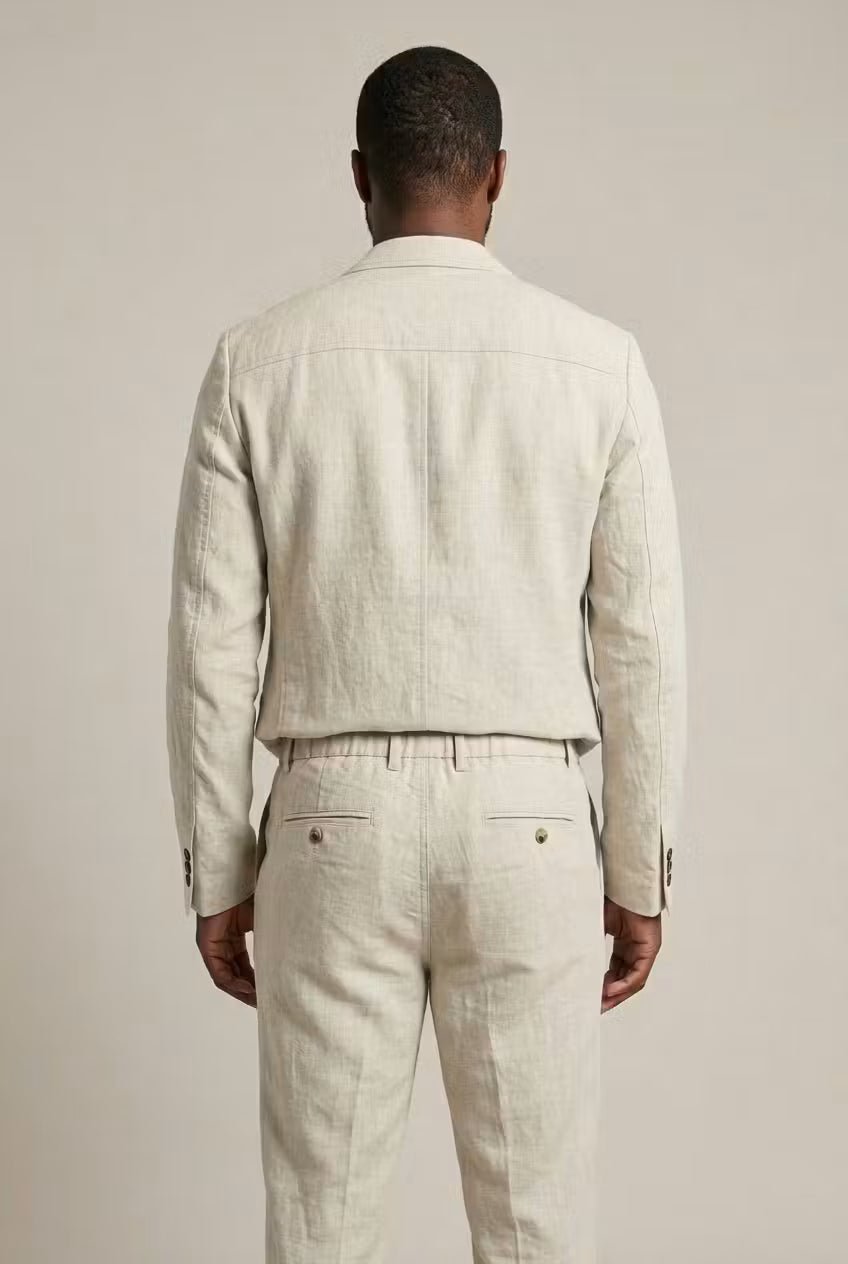 Men's Relaxed-Fit Two-Piece Linen Blazer Suit Set