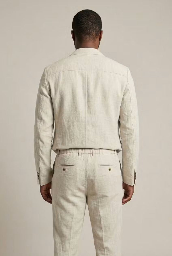 Men's Relaxed-Fit Two-Piece Linen Blazer Suit Set