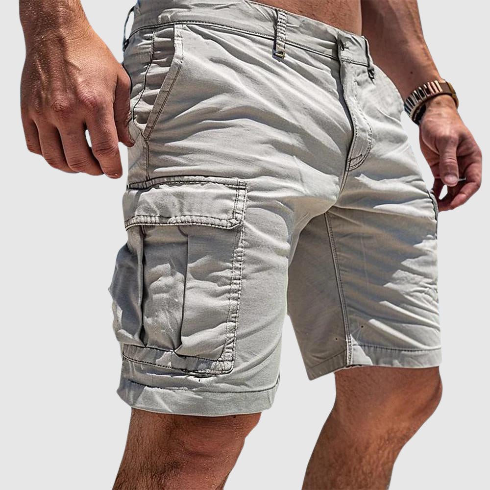 Men's Straight-Cut Knee-Length Cargo Shorts Flap Pockets - White