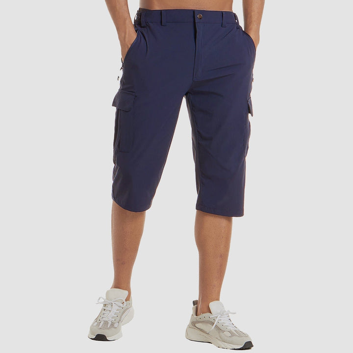 Men's Straight-Leg Knee-Length Cargo Shorts Button-Fly - Dark Blue