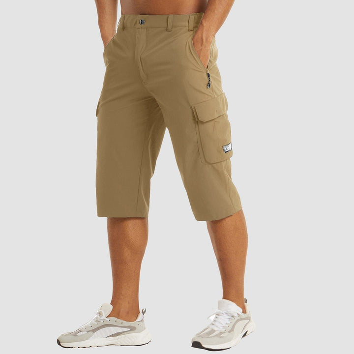 Men's Straight-Leg Knee-Length Cargo Shorts Button-Fly - Khaki