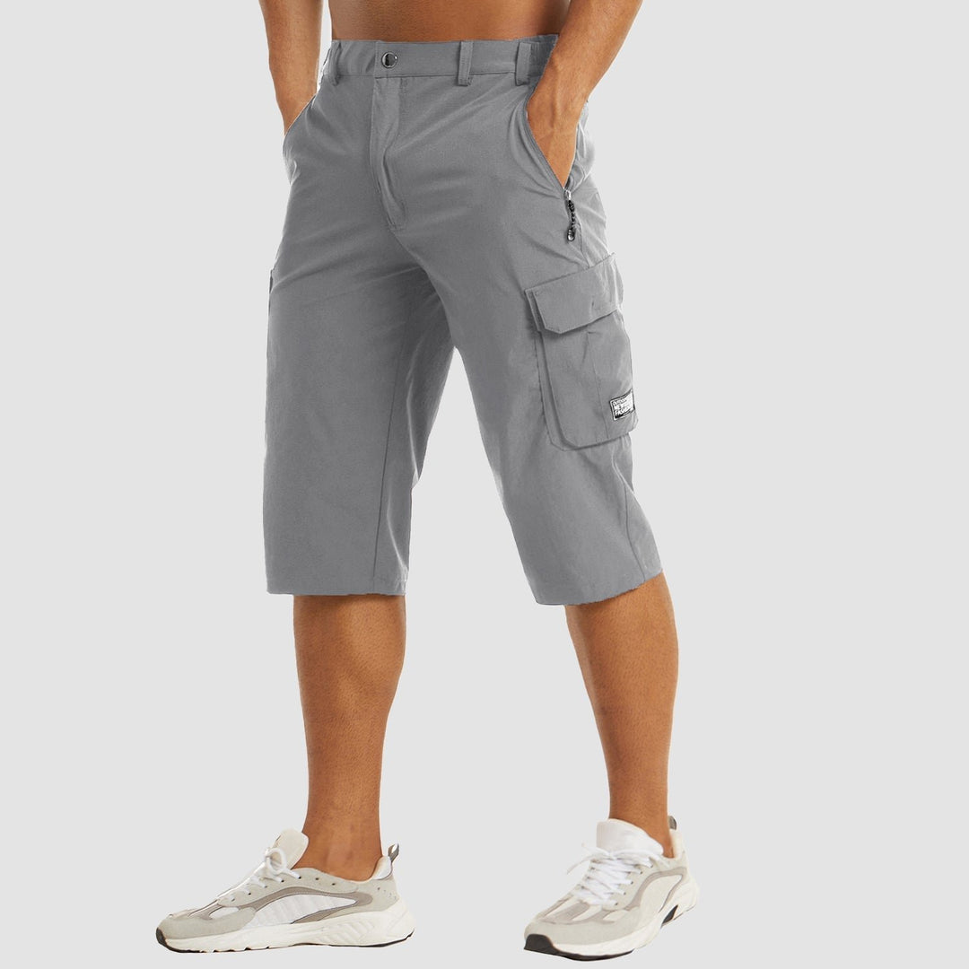 Men's Straight-Leg Knee-Length Cargo Shorts Button-Fly - Light Gray