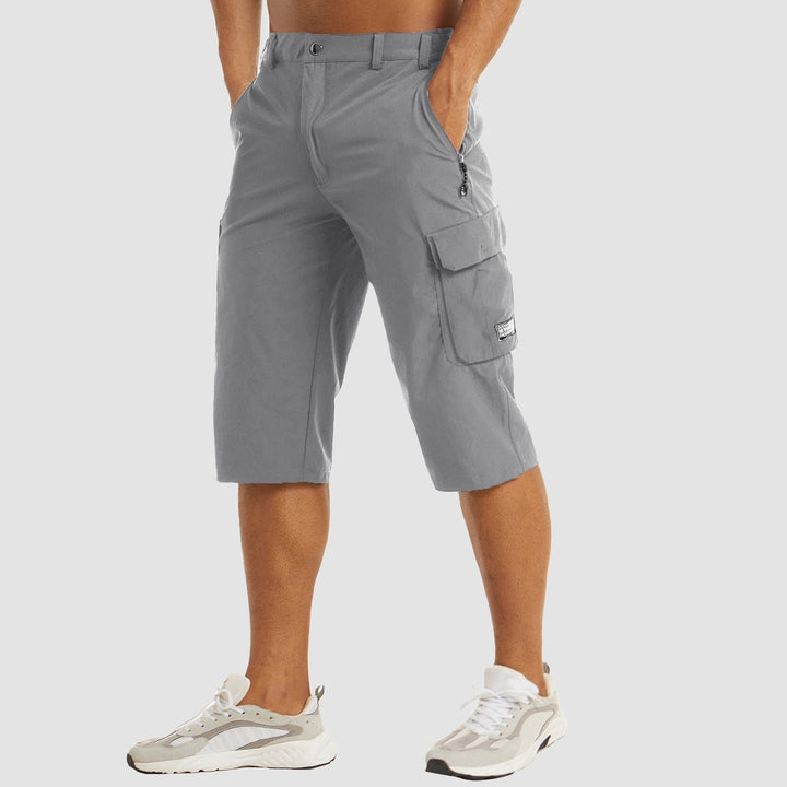 Men's Straight-Leg Knee-Length Cargo Shorts Button-Fly - Light Gray