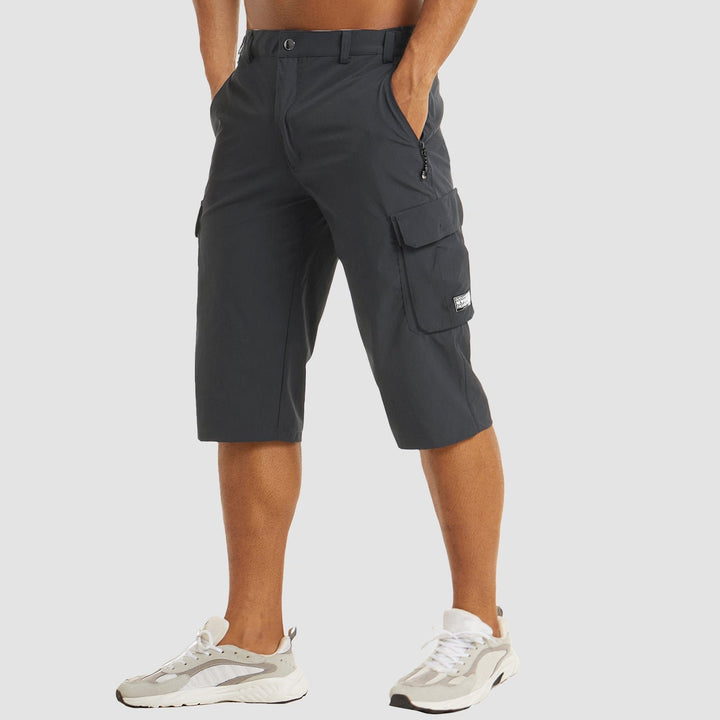 Men's Straight-Leg Knee-Length Cargo Shorts Button-Fly - Dark Gray