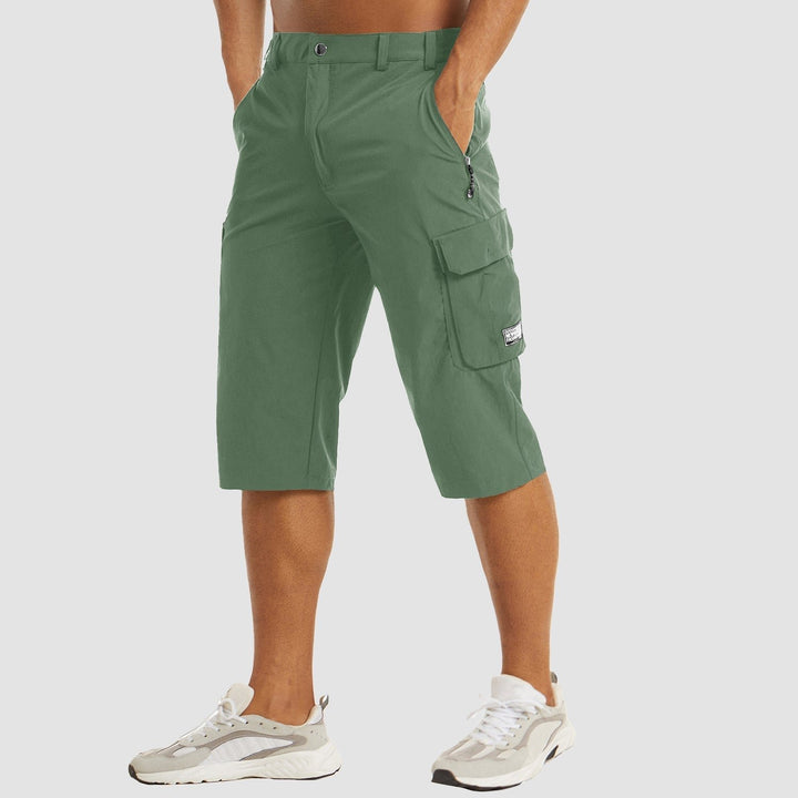 Men's Straight-Leg Knee-Length Cargo Shorts Button-Fly - Green