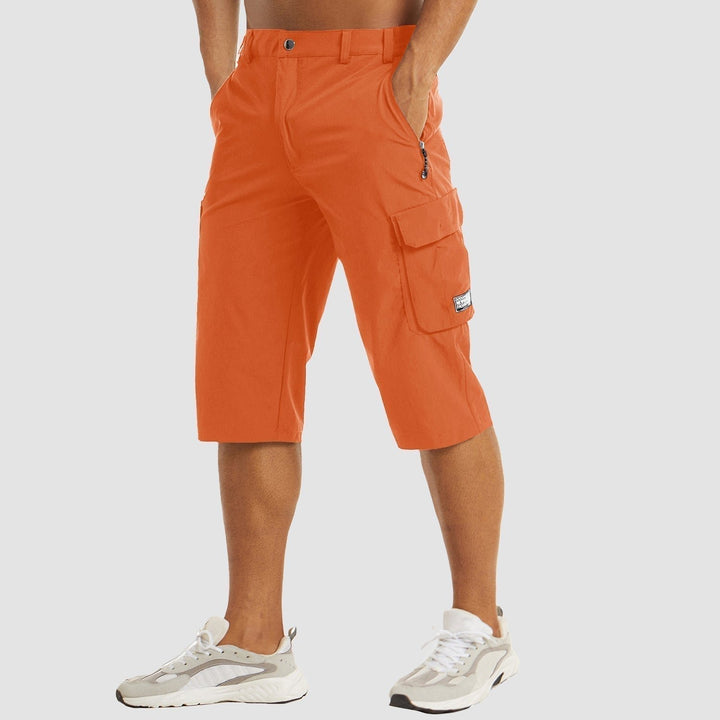 Men's Straight-Leg Knee-Length Cargo Shorts Button-Fly - Orange