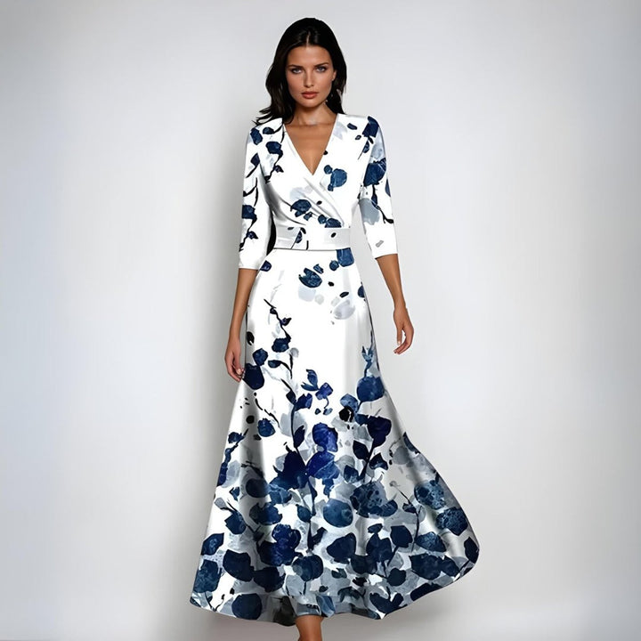 Mother of the Bride Dress Floral Wrap Maxi A-Line Gown