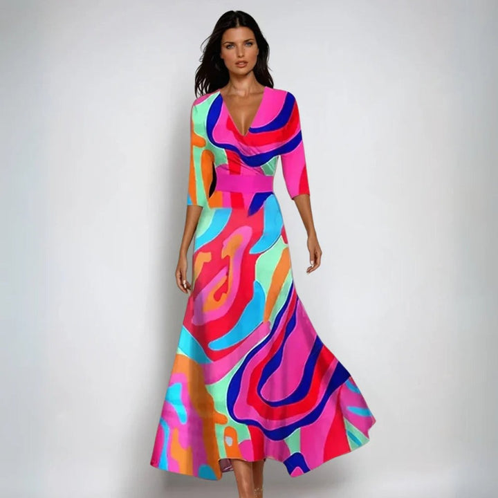 Mother of the Bride Dress Floral Wrap Maxi A-Line Gown