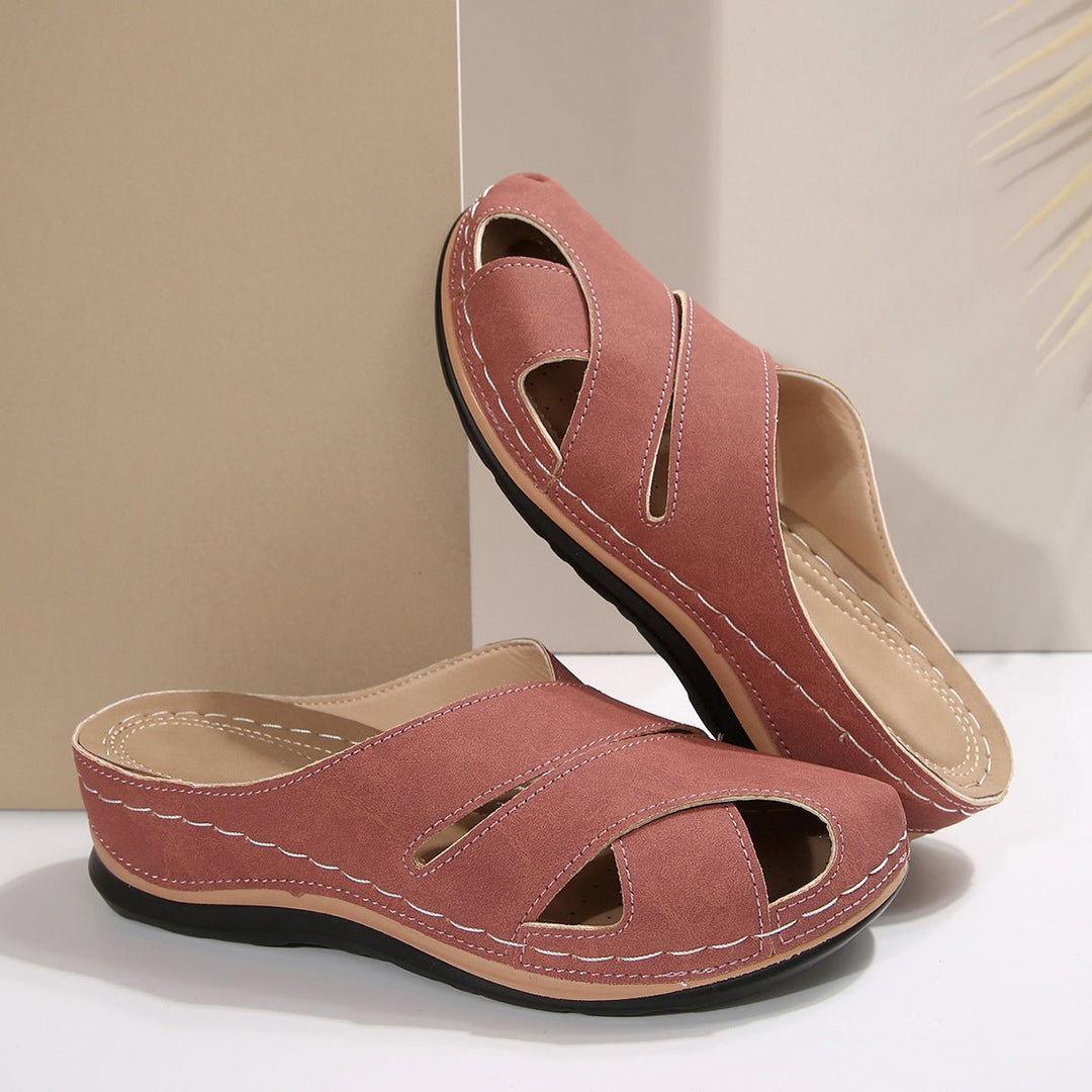 Women's Cushioned Slip-On Open-Toe Comfort Sandal Mules - Pink