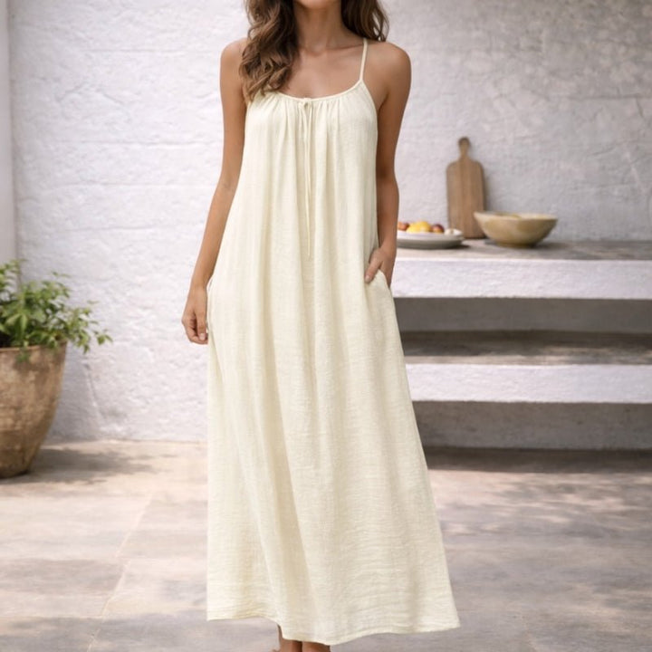 Women's Loose-Fit Spaghetti-Strap Flowy Maxi Dress Pockets