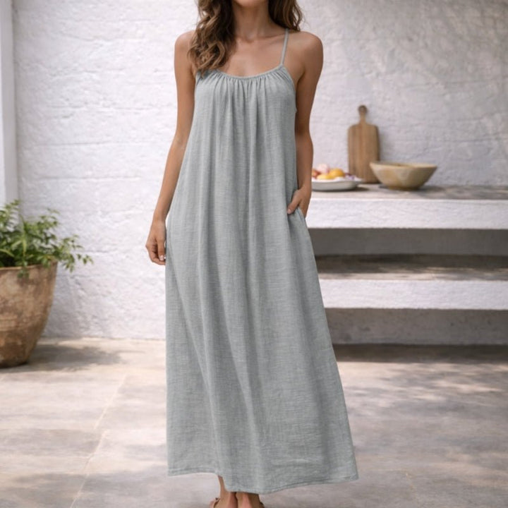Women's Loose-Fit Spaghetti-Strap Flowy Maxi Dress Pockets