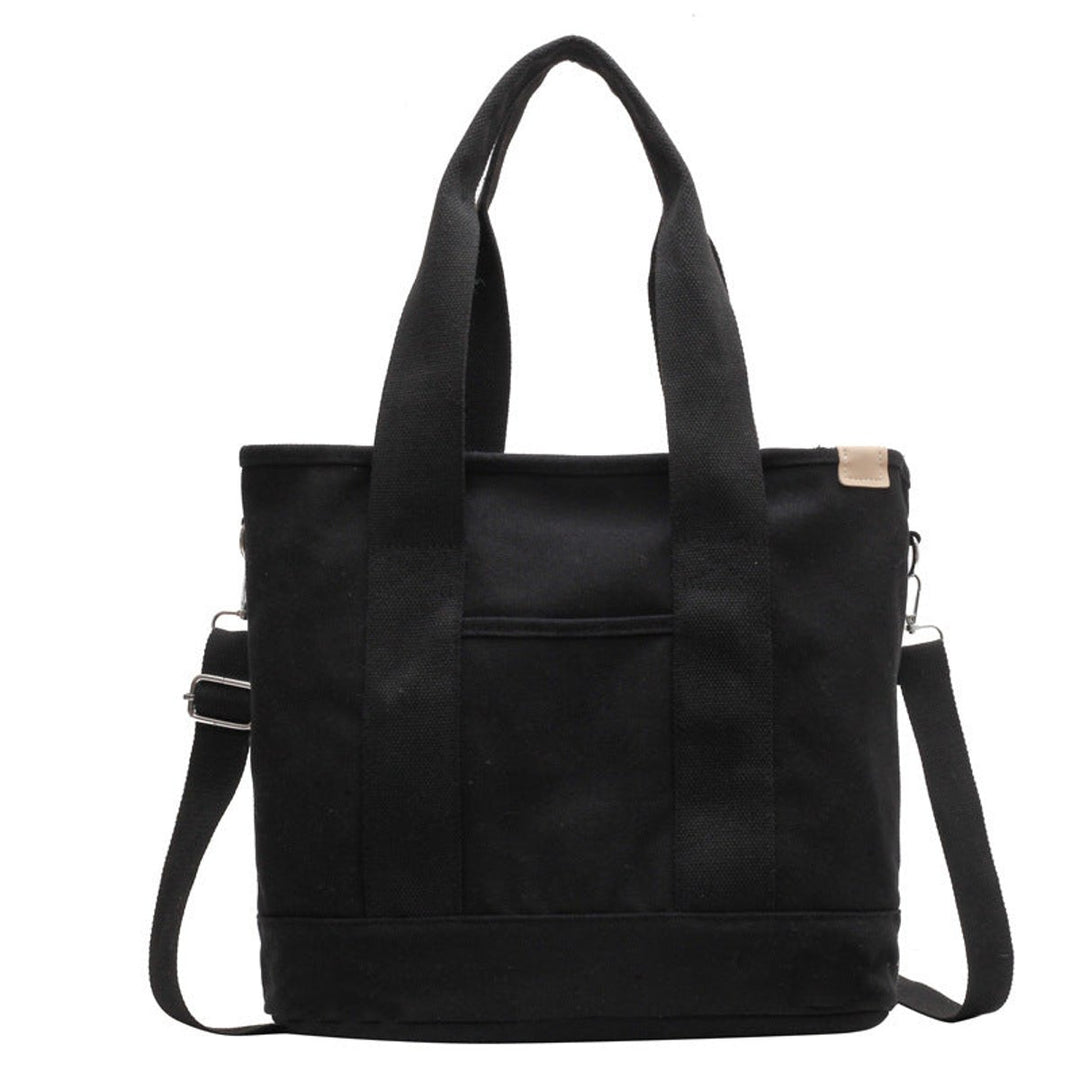 Women's Multipocket Adjustable Strap Canvas Tote Bag - Schwarz