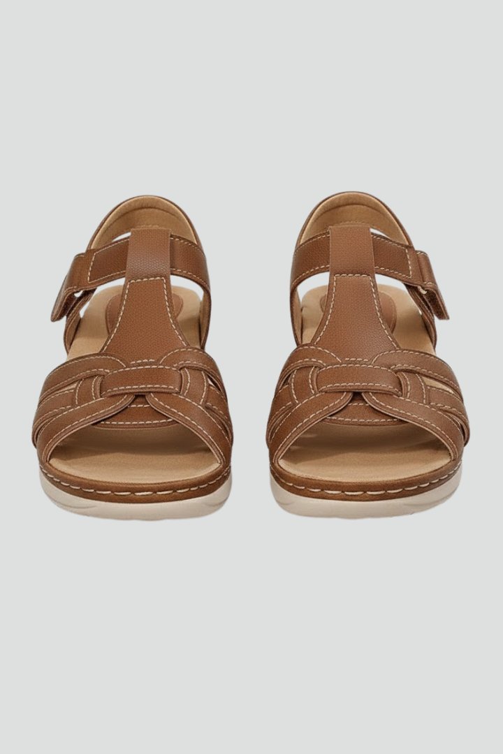 Women's Open-Toe Woven-Strap Velcro Flat Sandals