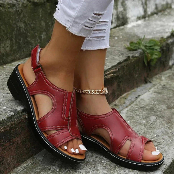 Women's Orthopedic Arch-Support Wedge Slingback Sandals - Red