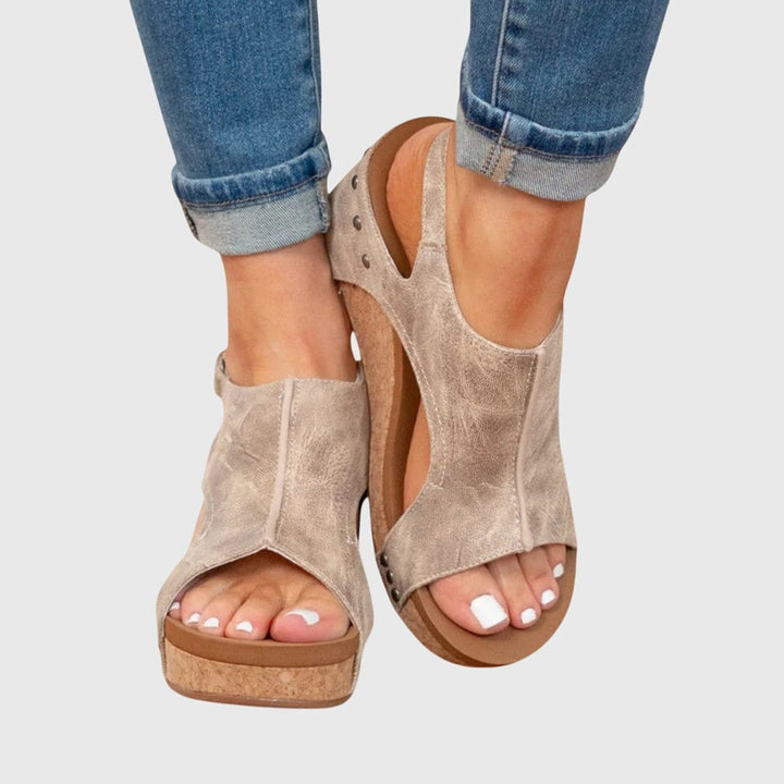 Women's Orthopedic Cork Wedge Slingback Comfortable Sandals