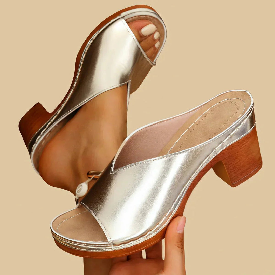 Women's Orthopedic Open-Toe Block-Heel Slip-On Mule Sandals