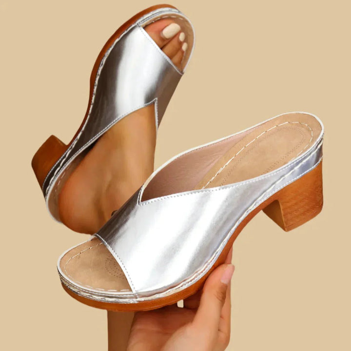 Women's Orthopedic Open-Toe Block-Heel Slip-On Mule Sandals